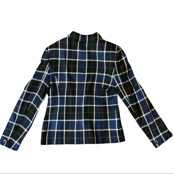 Vintage Y2K Rena Rowan for Saville Plaid Striped Wool Blend Blazer Jacket - Picture 5 of 8